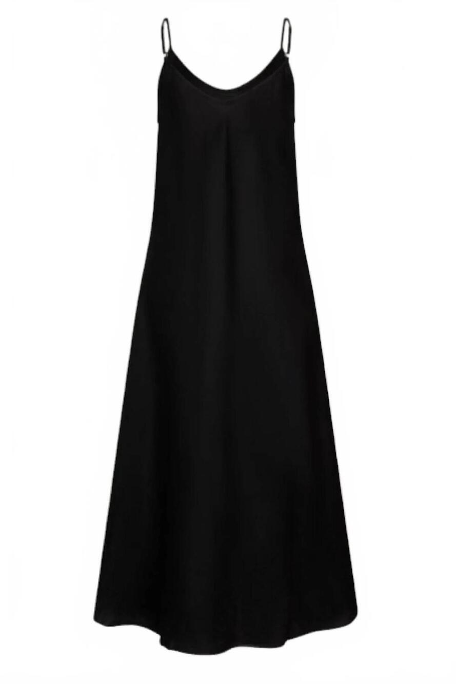 NEW ESQUALO women's long linen dress in black